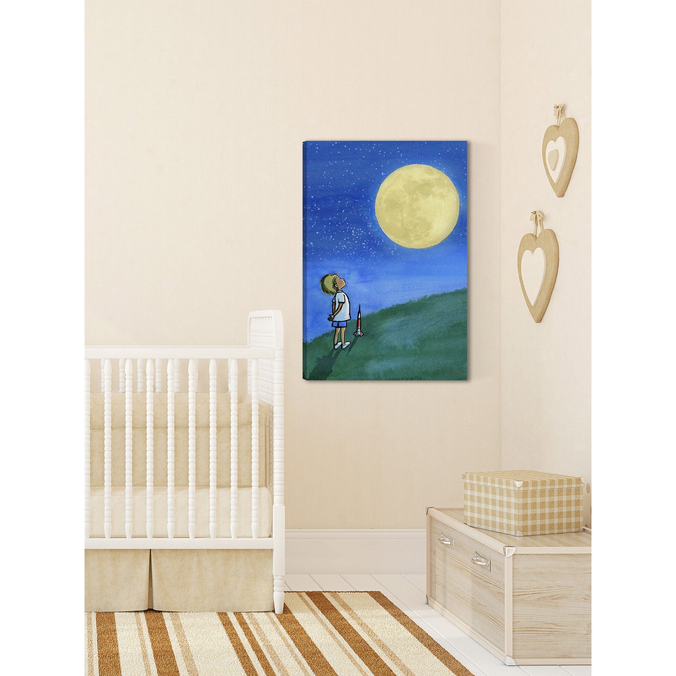 Marmont Hill "Boy and Moon" by Phyllis Harris Painting Print on Wrapped Canvas