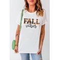 thumbnail image 2 of ABPHQTO Camiseta gráfica de manga corta con estampado de cuadros escoceses FALL Vibes de mujer blanca, 2 of 5