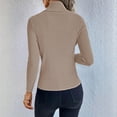thumbnail image 4 of Women's Turtleneck Sweater 2025 Long Sleeve Shirts Fall Trendy Tops Slim Fitted Ribbed Knit Basic Casual Sweater Khaki S, 4 of 6
