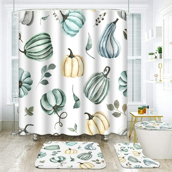 Fall Leaves Bathroom Set with Shower Curtain and Rugs Accessories, Flying Maple Orange Shower Curtain Set, Fall Shower Curtain for Bathroom Autumn Bathroom Decor 4 Pcs