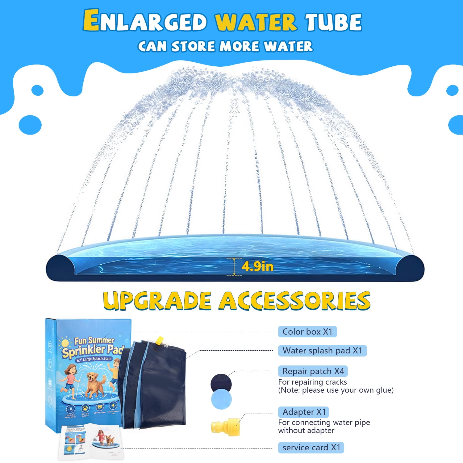 Merryhome Splash Pad for Kids 67 Inch, Non Slip Toddler Sprinkler Mat, BPA Free Outdoor Water Play Toy for Backyard and Lawn