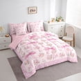 thumbnail image 2 of Erosebridal Teens Romantic Roses Bowtie Bedding Comforter Set 7pcs,Girls Boho Floral Bow Knot Queen Bedding Sets,Pink Reversible,Microfiber Bedroom Decor, 2 of 6
