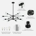 thumbnail image 3 of Bestco 12-Light Modern Sputnik Chandelier for Dining Room with 4 Extension Rods Black, 3 of 11