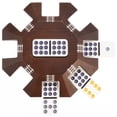 thumbnail image 3 of Brybelly Mexican Train Dominoes Wooden Centerpiece – Smooth Dark Oak Hub Accessory with 8 Standard Size 1” x 2” Domino Slots – Ages 8+, 2-8 Players for Double 12 Sets – Great for Family Game Night, 3 of 6