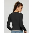 thumbnail image 5 of Women's Inbarely Soft Long Sleeve Tops Crew Neck Slim Fit Basic Casual Going Out Tees Shirts, 5 of 5