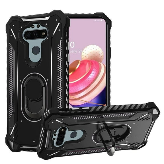 GSA Screw Metal Jacket Case w/Ring Stand for LG Aristo 5 - Black