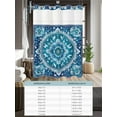 thumbnail image 6 of No Hook Cloth Fabric Shower Curtain with Snap in Liner, Boho Teal Blue Waterproof Shower Curtains Set with See Through Top Window, Abstract Flowers Ethnic Southwestern Bath Curtains Shower 72"x72", 6 of 6