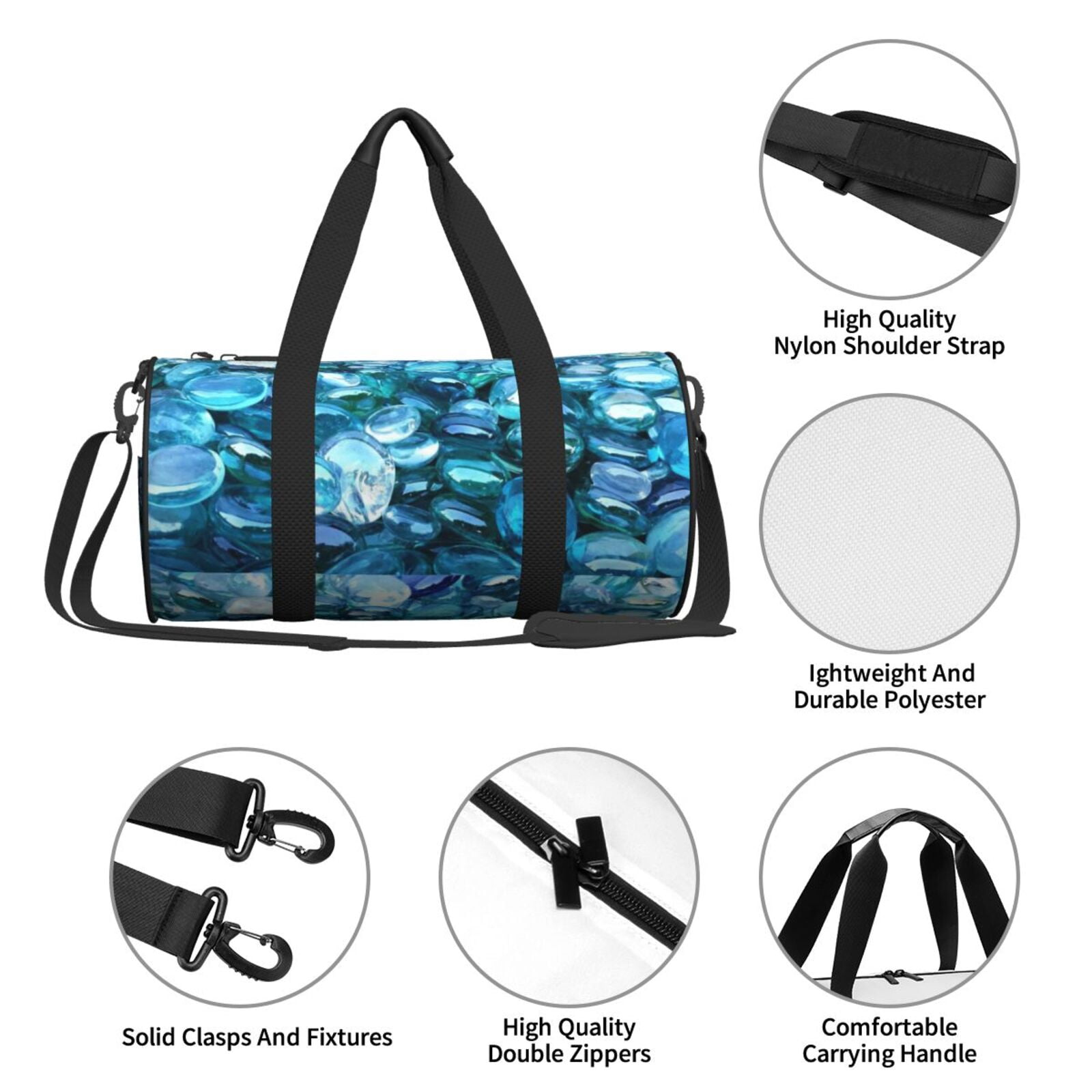 Vsdgher Blue Kyanite 45L Foldable Duffel Bag, Sports Gym Bag,Overnight Bag, Portable Weekender Bag for Airplanes