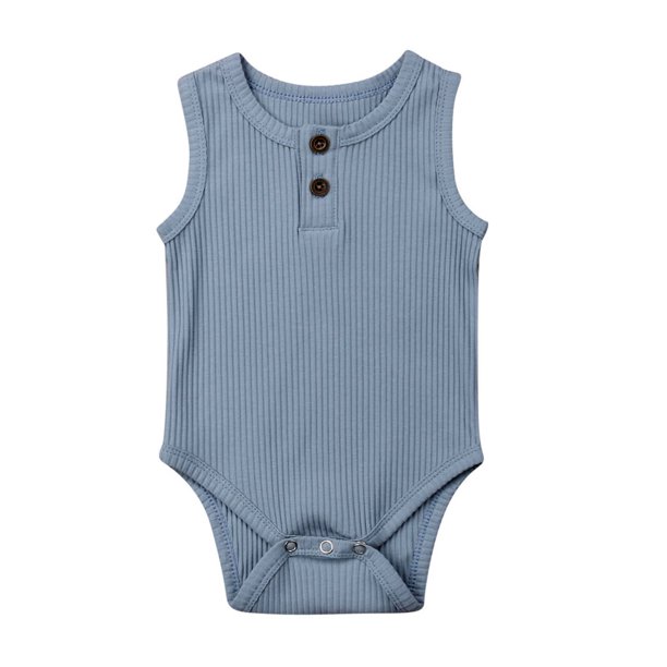 Newborn Unisex Baby Solid Onesies Basic Plain Rib Stitch Bodysuit