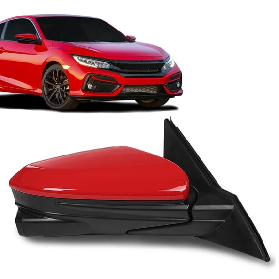 CROSSDESIGN Red Passenger Side Mirror Power Heated Camera Fit for Honda Civic 2016-2020
