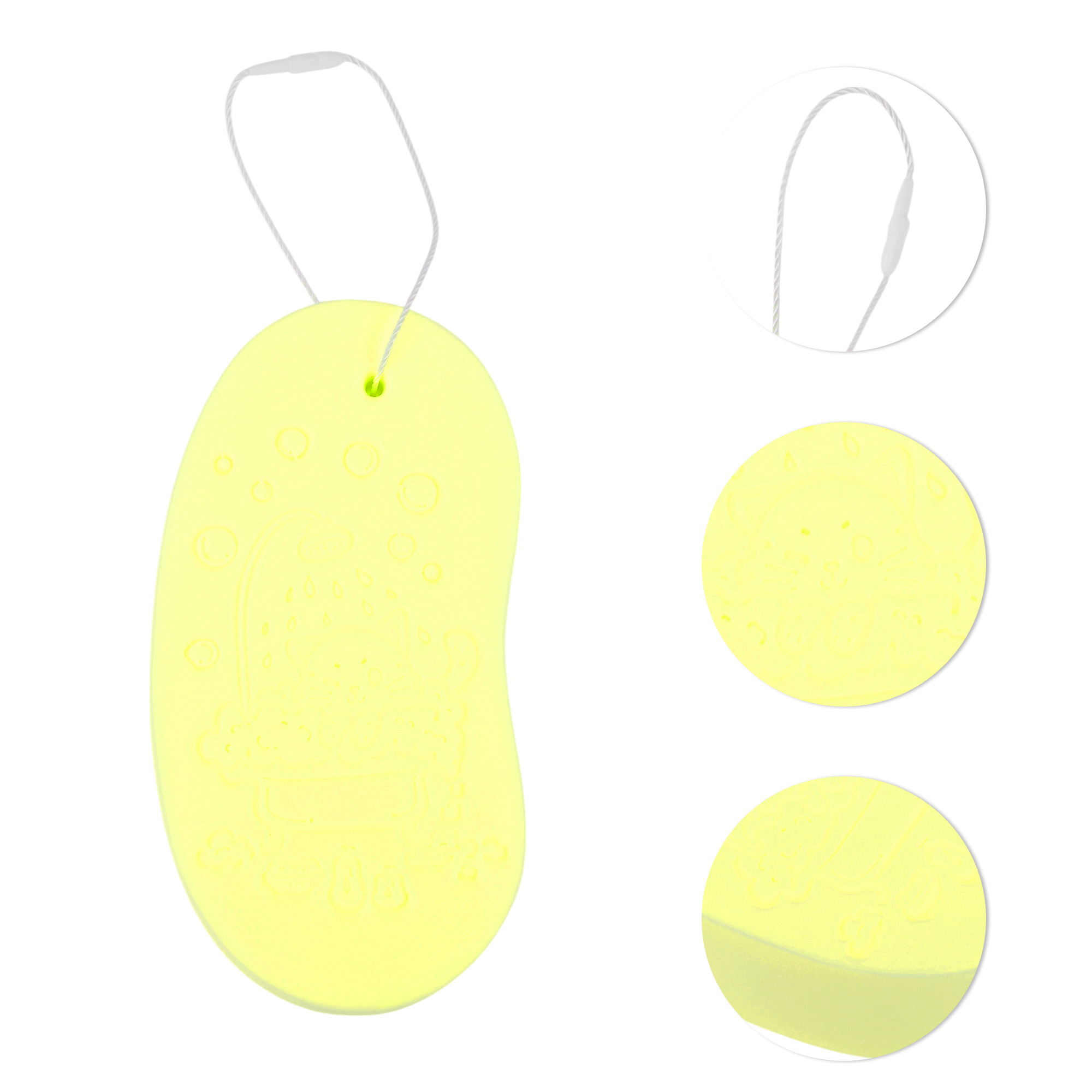 Unique Bargains Cat Pattern Bath Sponge Body Scrubber 1 Pc Yellow