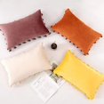 thumbnail image 4 of Nvzi Funda de almohada decorativa de terciopelo suave y liso con borlas, con acento bohemio, para sofá, dormitorio, coche, WanSe, 12 x 20 pulgadas, 4 of 4
