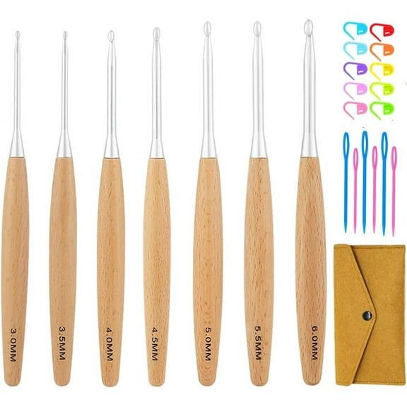 Ergonomic Crochet Hooks Set, 7 Sizes Crochet Hooks with Case 3.0mm~6.0mm