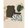 thumbnail image 5 of Musuos Baby Boys Summer Shorts Sets 3 6 12 18 24Months Sleeveless Tank Tops and Tropical Tree Print Shorts Sets Casual Outfits, 5 of 10