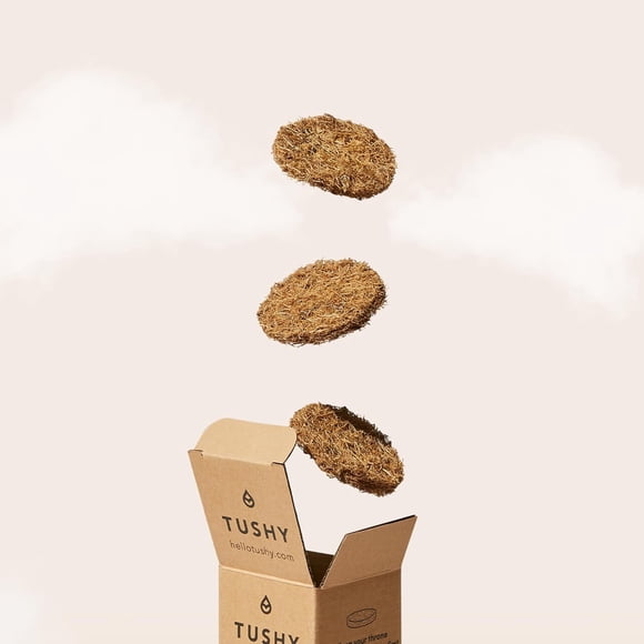 Brosse de Toilette TUSHY - la Brosse de Toilette Consciente (16 Tampons à Récurer en Enveloppe de Noix de Coco)