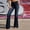 (Fashion 5)Blue, variant on WXLWZYWL Flared Jeans for Women High-Waisted Slim-Fit Flared Jeans Comfortable Stretch Dark Blue Long Denim Pants