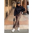 thumbnail image 2 of Falda de satén con estampado de leopardo para mujer, Falda Midi plisada con cremallera lateral, cintura alta, ropa de calle elegante, faldas largas de verano, 2 of 5