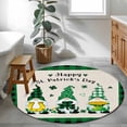 thumbnail image 4 of Round Area Rug 4ft, St. Patrick Clovers Leaf Dwarfs Coin Non-Shedding Washable Area Rug, Retro Farm Linen Plaid Non Slip Low-Profile Circle Rugs for Living Room, Bedroom Dining Room, 4 of 9