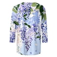 thumbnail image 6 of DDAPJ pyju Womens Tops 3/4 Sleeve Shirts Round Neck Loose Casual Blouses Floral Print Tshirts Purple XXL, 6 of 6