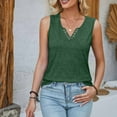 thumbnail image 2 of HAPIMO Women's Loose Tank Tops Tunic Trendy Summer Beach Tees Sleeveless Workout Shirts V Neck Button Elegant Casual Tops Solid Color Cotton for Girls Green, 2 of 6