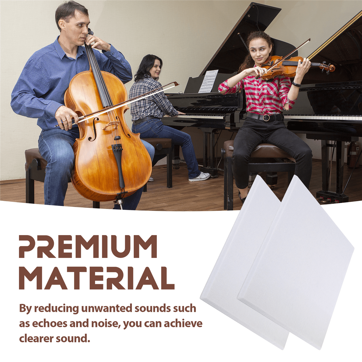 Self-Adhesive Acoustic Panels 12 Pack,12 x 12 x 0.4 inch Sound Proof Padding,Sound Absorbing Panel for Home ,White