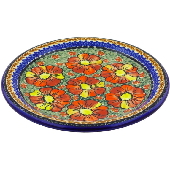 Polish Pottery 11¼-inch Dinner Plate (Bold Poppies Theme) Signature UNIKAT Hand Painted in Boleslawiec, Poland + Certificate of Authenticity