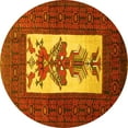 thumbnail image 1 of Ahgly Company Machine Washable Indoor Round Persian Yellow Traditional Area Rugs, 4' Round, 1 of 4