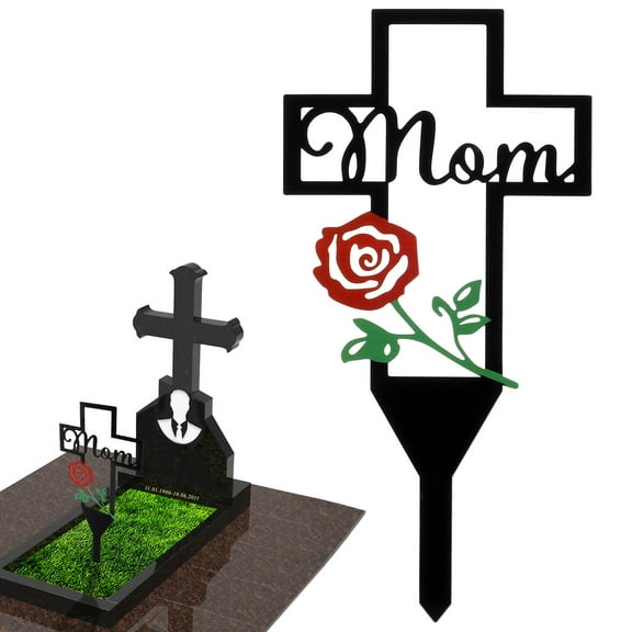 JTNero Cemetery Memorial Cross Stake,Memorial Cross for Grave,Garden Stake for Mom Dad Rustproof Metal Cross Grave Markers Memorial Cemetery Grave Stake for Grave Plaque Yard