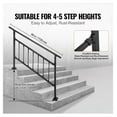 thumbnail image 3 of Outdoor Stair Railing, 1-5 Steps Wrought Iron Handrail Adjustable Exterior Handrails with Fence, Concrete Step Railing Kit, Matte Black, 3 of 7