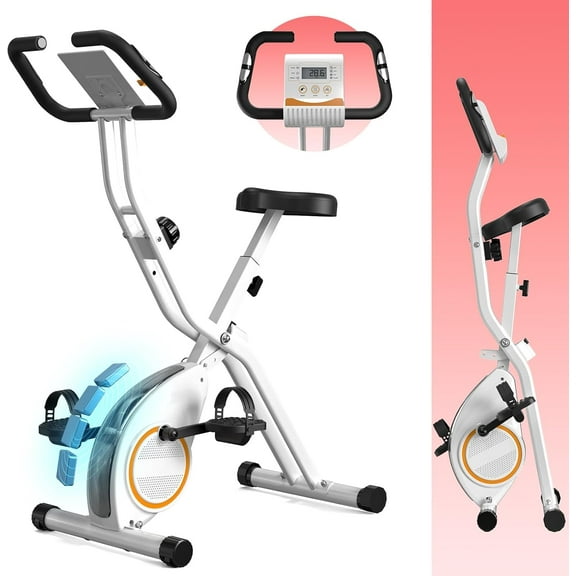 Foldable Exercise Bike for Small Apartments, Lightweight Stationary Bikes for Home, Indoor Portable Cycling Bike, 260LBS Capacity, 5.5 LBS Flywheel, Designed for Small Space Workout 816