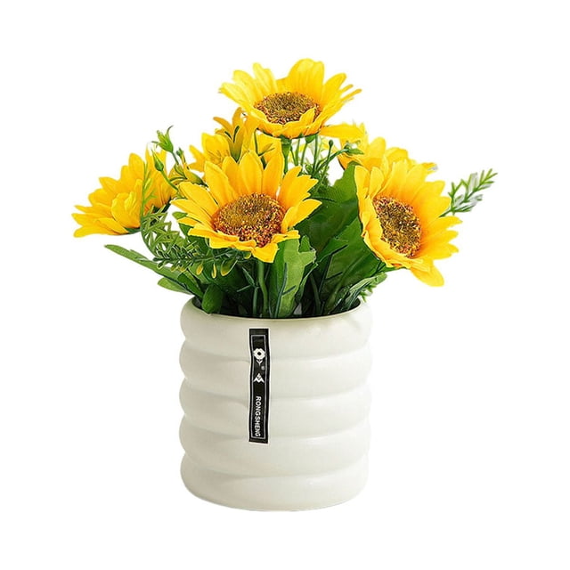 Simulación de flores de cerámica en maceta para decoración del hogar, simulación de escritorio, planta verde, bonsái, flor falsa
