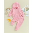 thumbnail image 2 of Bagilaanoe 2PCS Toddler Baby Girl Pants Set Letter Print Long Sleeve Hoodie Sweatshirt Tops + Sweatpants 6M 12M 2T 3T 4T 5T Kids Casual Sweatsuits, 2 of 9