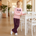 thumbnail image 2 of PatPat Kids Clothes 2 Piece Outfit Set Long Sleeve Heart Graphic Top Flare Pants Light Pink 5-6Y, 2 of 11