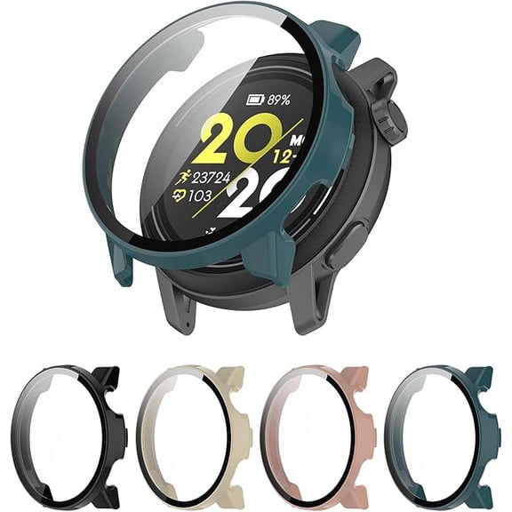 KOMI [4-Pack] Case with Tempered Glass Screen Protector Compatible with COROS PACE 3, Bumper Full Coverage Protective Hard PC Cases Face Cover for COROS PACE3