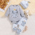 thumbnail image 2 of Newborn Infant Baby Boy Clothes Long Sleeve Romper Pants Headband Hat Outfits Set Kaprioy, 2 of 9
