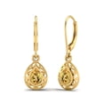 thumbnail image 2 of 7x5 MM Pear Citrine 925 Sterling Silver Gold Vermeil Filigree Dangle Valentines Day Gifts Women Earrings, 2 of 4