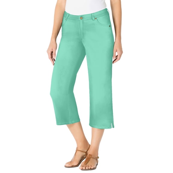 Woman Within Plus Size Stretch Denim Five-Pocket Capri Jeans