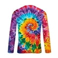 thumbnail image 4 of Tie Dye Tops Mens Long Sleeve Graphic T-Shirts Slim Fit Crew Neck Colorful Workout Casual Sport Tees Tshirts (S, Purple), 4 of 5