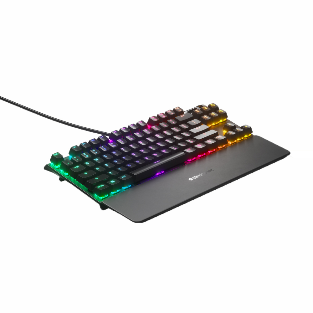 SteelSeries Apex Mechanical Gaming Keyboard OLED Smart Display USB Passthrough and Media CONTROLS Tactile and Quiet RGB Backlit (Brown Switc