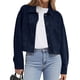 thumbnail image 1 of Chaqueta Corta de Ante Sintético para Mujer, Informal, Ligera, para Otoño e Invierno. Azul Marino L, 1 of 8