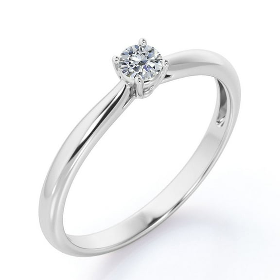 JeenMata 1 Carat Round Shape Moissanite - Prong Setting - Solitaire Promise Ring 18K White Gold Plating Over Silver