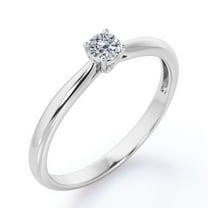 JeenMata 1 Carat Round Shape Moissanite - Prong Setting - Solitaire Promise Ring 18K White Gold Plating Over Silver