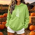 thumbnail image 2 of Otvok Ladies Warm Sweatshirts, Skull Bone Hand Graphic Drawstring Front Pocket Loose Casual Women Hoodie, 2 of 7