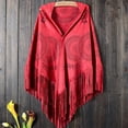 thumbnail image 7 of QQAMB Women's Shwal Fall Winter Trendy Faux Suede Fringed Shawl Wrap Hollow Stole Cape Scarf with Long Tassels, 7 of 7
