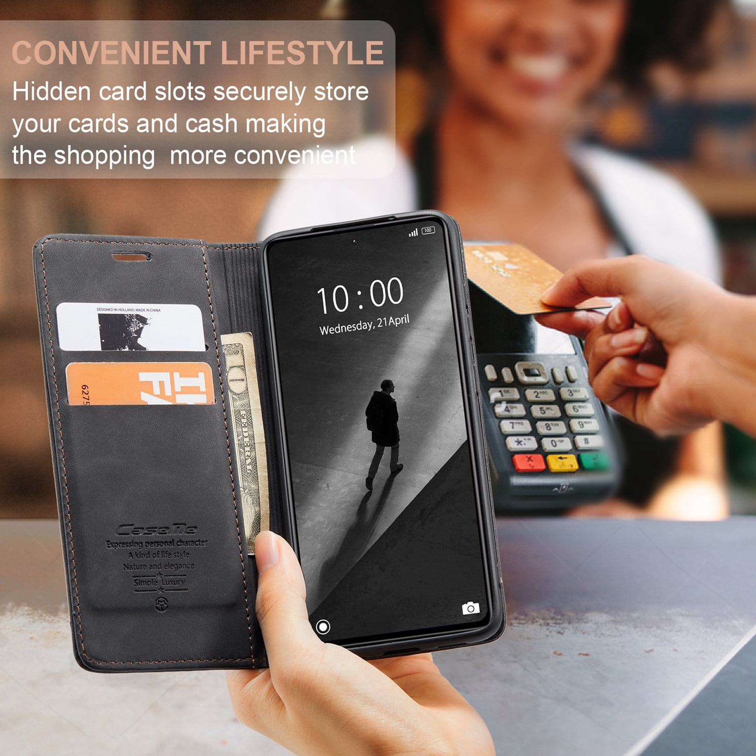 ETFAST Leather Wallet With Card Holder Zipper Phone Case For Xiaomi Poco X5 Pro High Quality Leather Phone Case