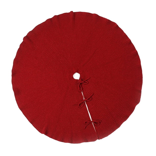 Falda para árbol de Navidad, alfombra tejida de lana gruesa para árbol de Navidad, invierno rojo