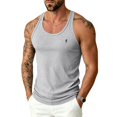 thumbnail image 2 of Domuza Mens Tank Top Undershirt Casual Muscle Training Workout Sleeveless Square Neckline T Shirts Summer Fashion Running Training Beach Top Light Gray 3XL, 2 of 9