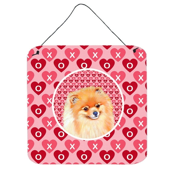 Pomeranian Hearts Love and Valentines Day Portrait Wall or Door Hanging Prints