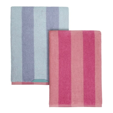 Mainstays Cabana Striped Pink & Purple Cotton-Blend Beach Towels (4 Count)