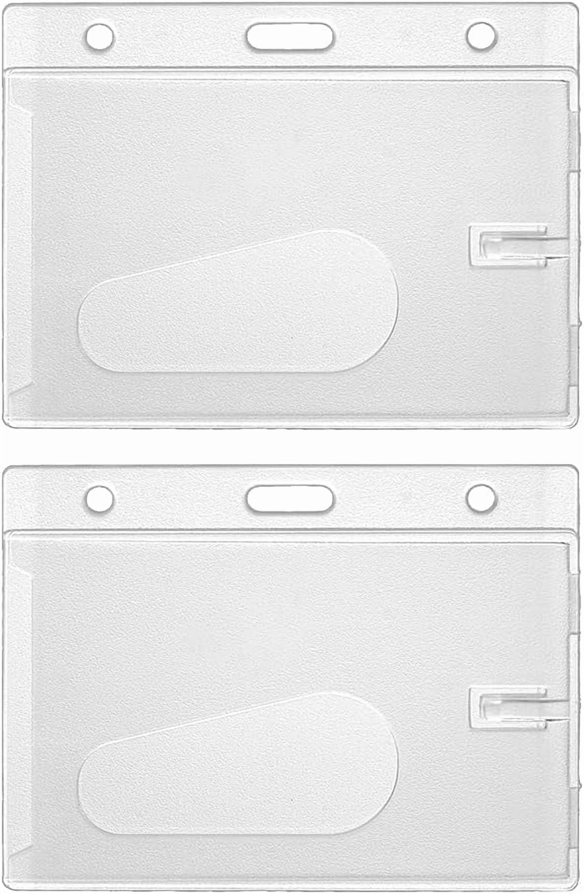 50 pc 50pcs Hard Plastic Horizontal ID Badge Holder Frosted Clear Badge Holder with Thumb Slot Rectangular ID Card Holders Badge Protector Case Sleeve